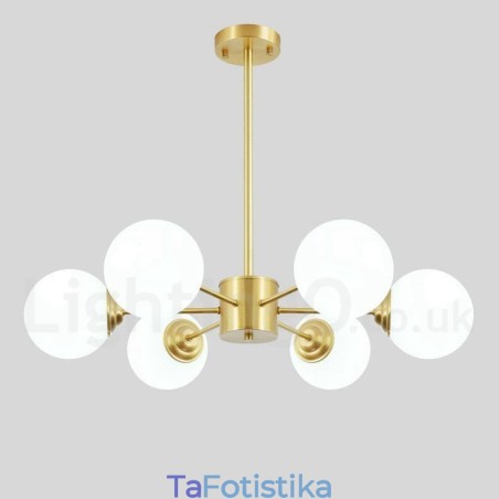 Κρεμαστό φως 6 Light Pure Brass North Europe Bean Chandelier Modern Metal Molecules