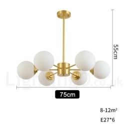Κρεμαστό φως 6 Light Pure Brass North Europe Bean Chandelier Modern Metal Molecules