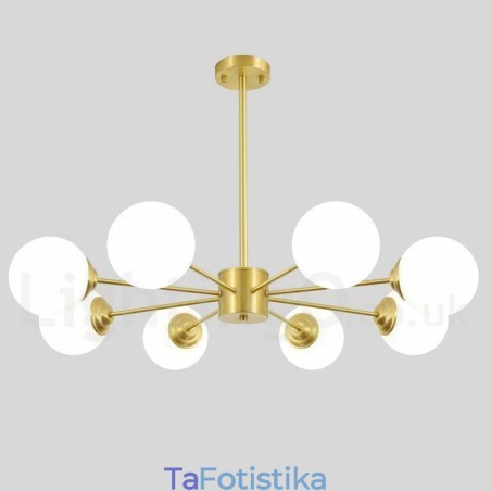 Φωτιστικό κρεμαστό 8 Light Pure Brass North Europe Bean Chandelier Modern Metal Molecules Φωτιστικό κρεμαστό 8 Light Pure Brass North Europe Bean Chandelier Modern Metal Molecules