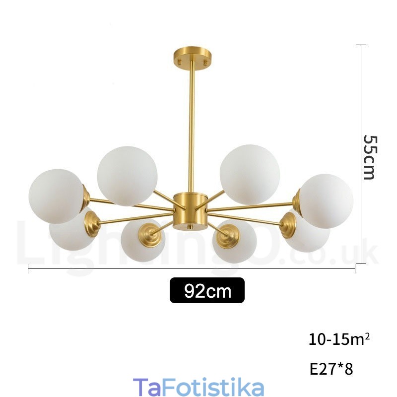 Φωτιστικό κρεμαστό 8 Light Pure Brass North Europe Bean Chandelier Modern Metal Molecules
