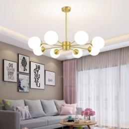 Φωτιστικό κρεμαστό 8 Light Pure Brass North Europe Bean Chandelier Modern Metal Molecules