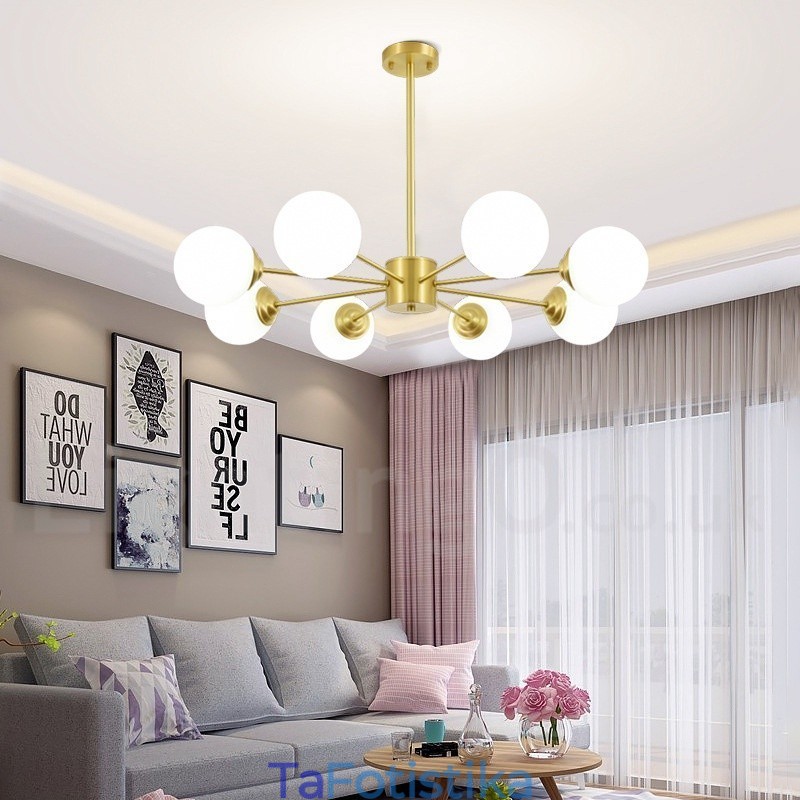 Φωτιστικό κρεμαστό 8 Light Pure Brass North Europe Bean Chandelier Modern Metal Molecules
