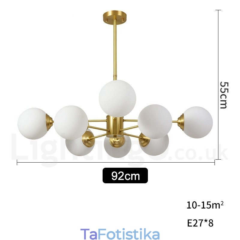 Φωτιστικό κρεμαστό 8 ελαφρύ (4+4 φως) Καθαρό ορείχαλκο δύο επιπέδων πολυέλαιος φασολιών Βόρειας Ευρώπης Μοντέρνο φως κρεμαστό με μεταλλικά μόρια