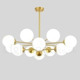 12 Light (8+4 Light) Κρεμαστό φως δύο επιπέδων από καθαρό ορείχαλκο Βόρεια Ευρώπη Bean Chandelier Modern Metal Molecules