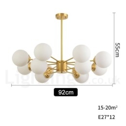 12 Light (8+4 Light) Κρεμαστό φως δύο επιπέδων από καθαρό ορείχαλκο Βόρεια Ευρώπη Bean Chandelier Modern Metal Molecules