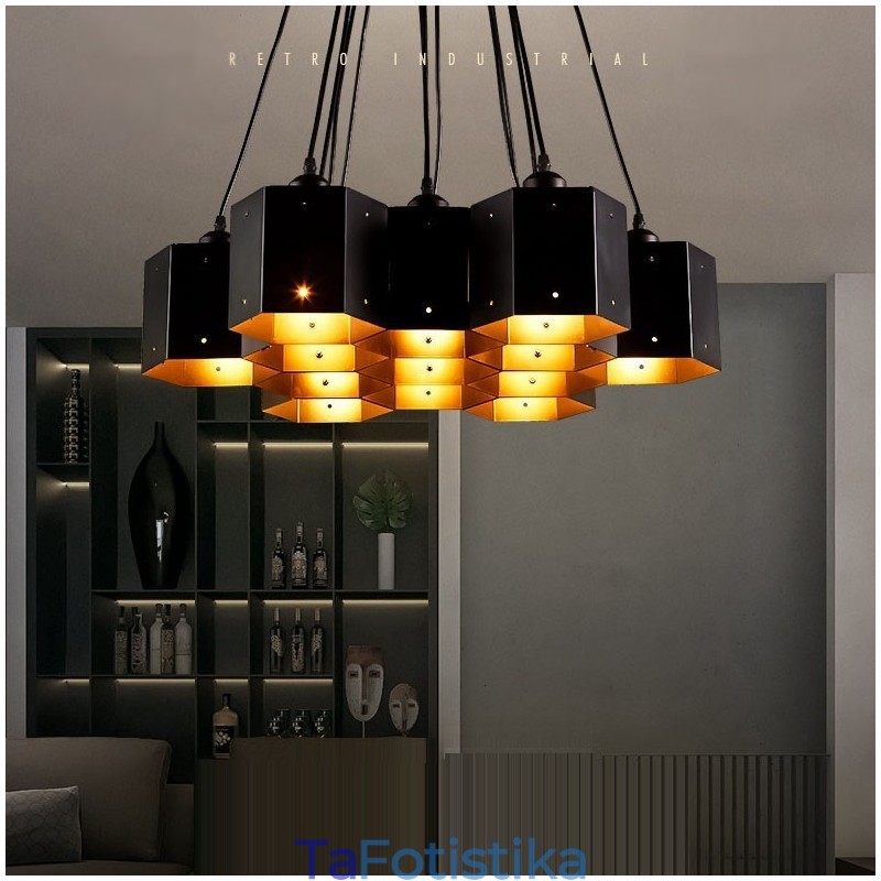 Loft Industrial Style Κρεμαστό Φωτιστικό Πολυέλαιος