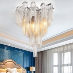 Φούντες Πολυέλαιος Designer Φωτιστικό Οροφής Ασημί Χρυσό Χρώμα
