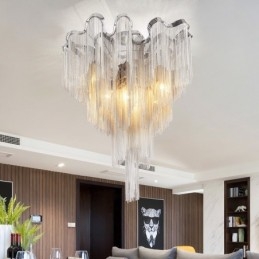 Φούντες Πολυέλαιος Designer Φωτιστικό Οροφής Ασημί Χρυσό Χρώμα