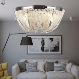 Φούντες Πολυέλαιος Designer Φωτιστικό Οροφής Ασημί Χρυσό Χρώμα
