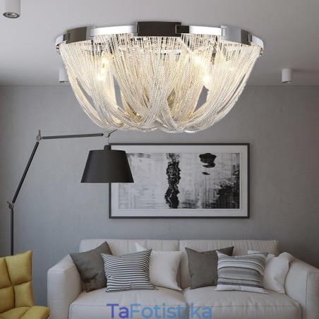 Φούντες Πολυέλαιος Designer Φωτιστικό Οροφής Ασημί Χρυσό Χρώμα Φούντες Πολυέλαιος Designer Φωτιστικό Οροφής Ασημί Χρυσό Χρώμα