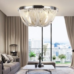 Φούντες Πολυέλαιος Designer Φωτιστικό Οροφής Ασημί Χρυσό Χρώμα