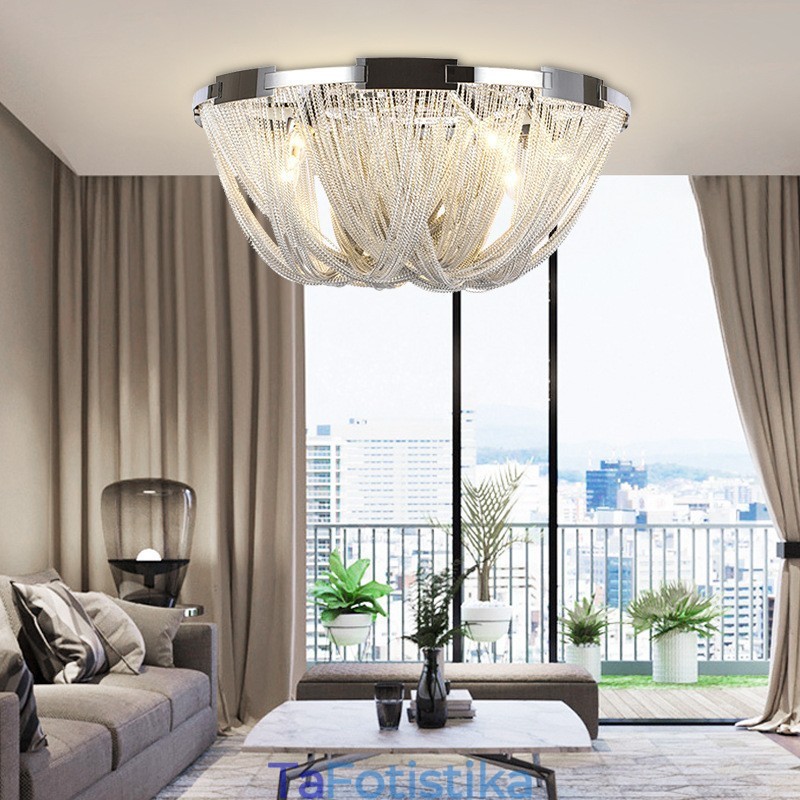 Φούντες Πολυέλαιος Designer Φωτιστικό Οροφής Ασημί Χρυσό Χρώμα