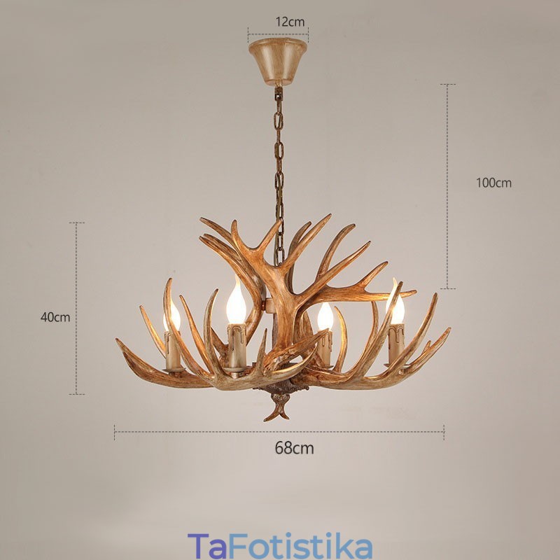 4 Light Rustic Artistic Retro Antler Antique Πολυέλαιος
