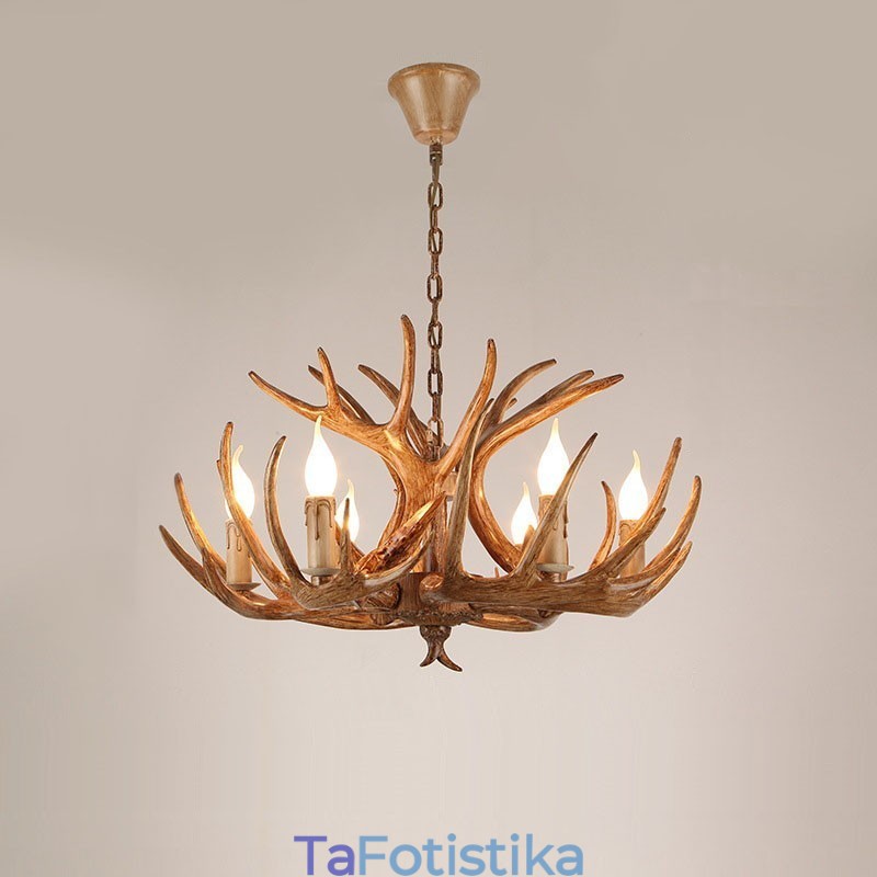 6 Light Rustic Artistic Retro Antler Antique Πολυέλαιος