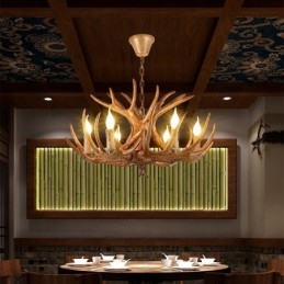 6 Light Rustic Artistic Retro Antler Antique Πολυέλαιος