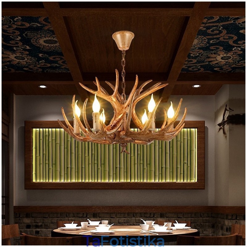 6 Light Rustic Artistic Retro Antler Antique Πολυέλαιος