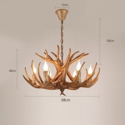 6 Light Rustic Artistic Retro Antler Antique Πολυέλαιος