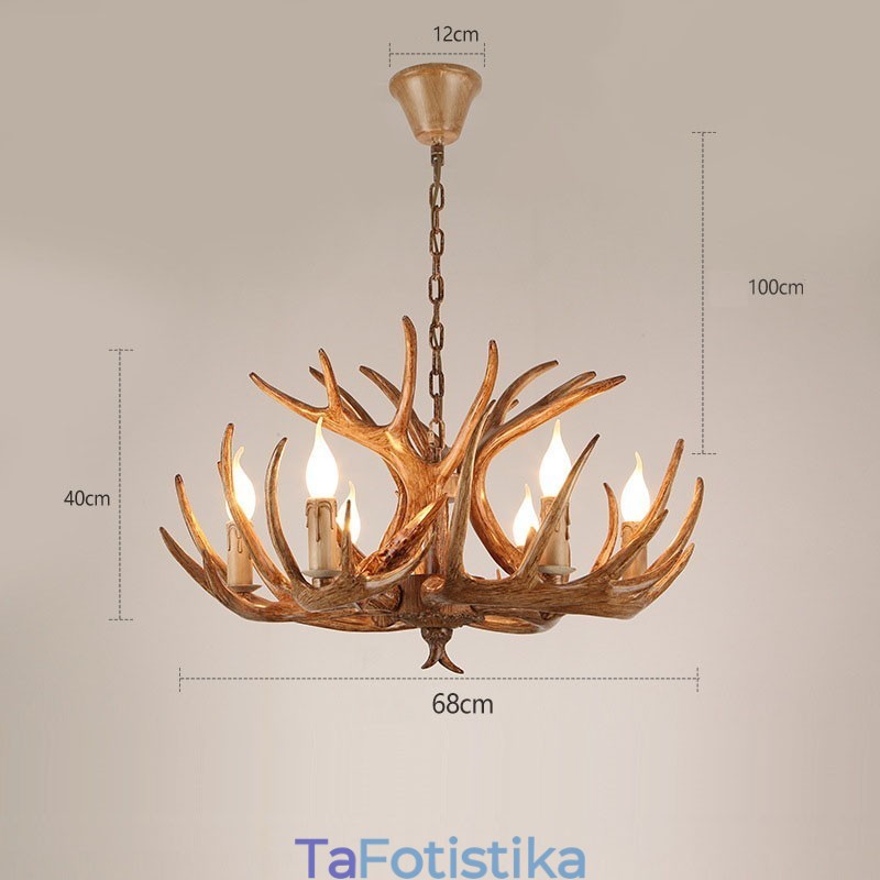 6 Light Rustic Artistic Retro Antler Antique Πολυέλαιος