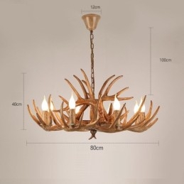 8 Light Rustic Artistic Retro Antler Antique Πολυέλαιος
