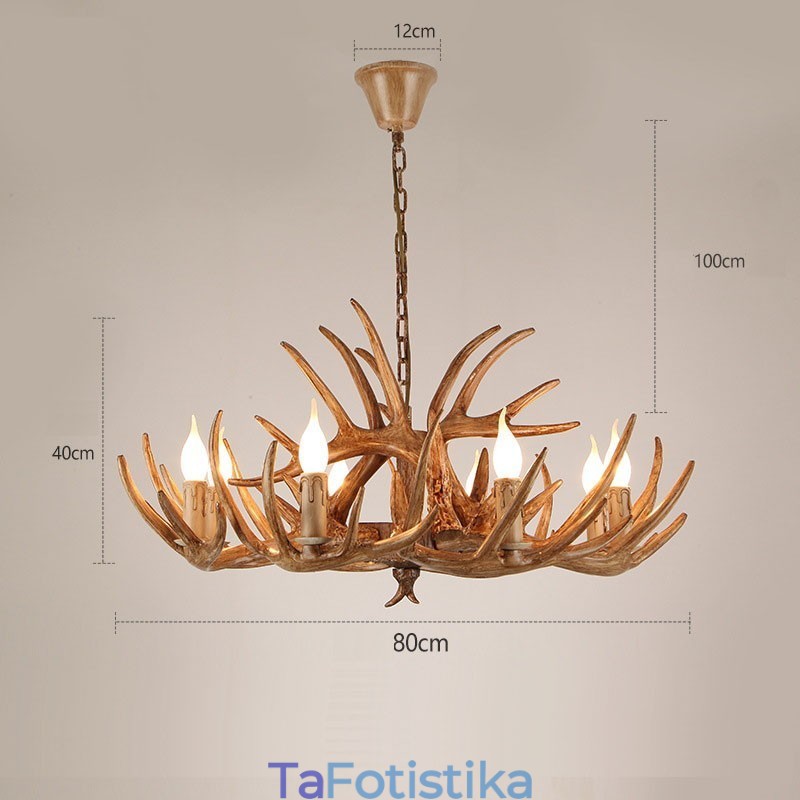 8 Light Rustic Artistic Retro Antler Antique Πολυέλαιος