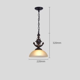 One Light Μαύρο Ρουστίκ Καλλιτεχνικό Ρετρό Αντίκ Κρεμαστό Φωτιστικό με Γυάλινη Απόχρωση