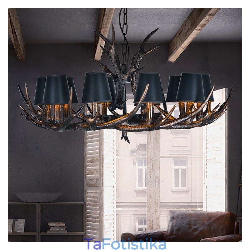Retro Antler Antique Πολυέλαιος με Αποχρώσεις