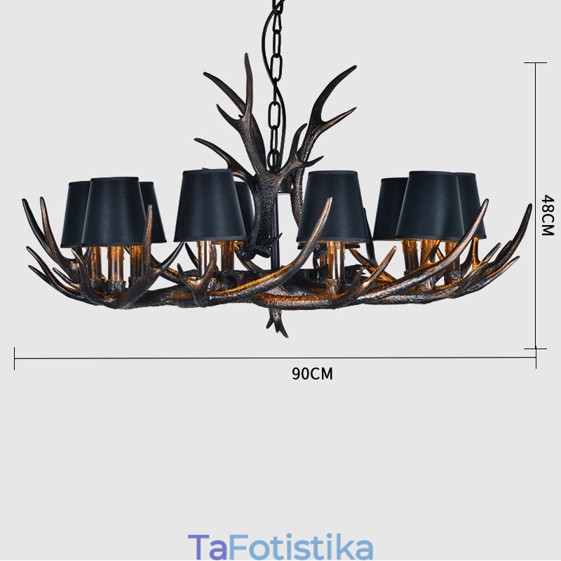Retro Antler Antique Πολυέλαιος με Αποχρώσεις