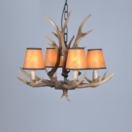 4 Light Rustic Artistic Retro Antler Antique Πολυέλαιος με Αποχρώσεις
