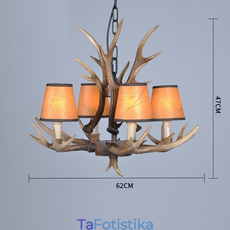 4 Light Rustic Artistic Retro Antler Antique Πολυέλαιος με Αποχρώσεις