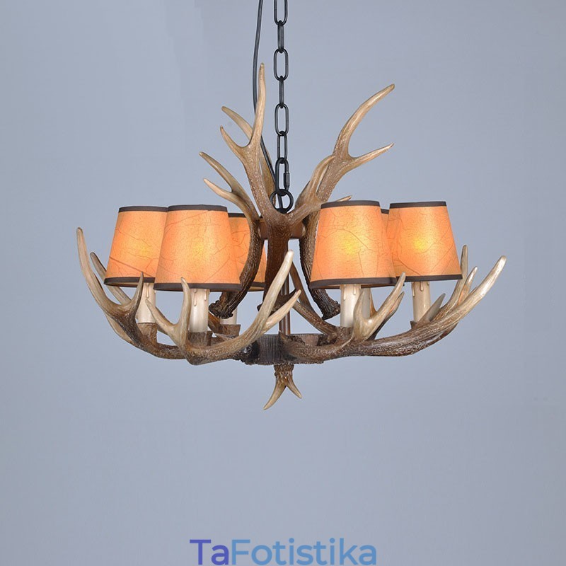 6 Light Rustic Artistic Retro Antler Antique Πολυέλαιος με Αποχρώσεις