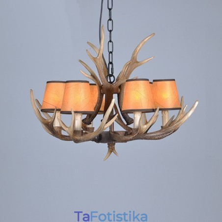 6 Light Rustic Artistic Retro Antler Antique Πολυέλαιος με Αποχρώσεις 6 Light Rustic Artistic Retro Antler Antique Πολυέλαιος με Αποχρώσεις