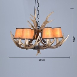 6 Light Rustic Artistic Retro Antler Antique Πολυέλαιος με Αποχρώσεις