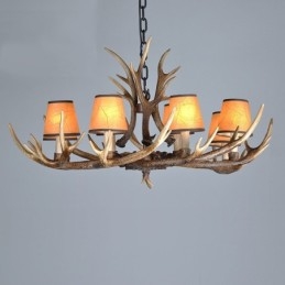 8 Light Rustic Artistic Retro Antler Antique Πολυέλαιος με Αποχρώσεις