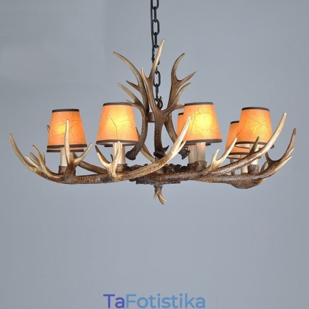 8 Light Rustic Artistic Retro Antler Antique Πολυέλαιος με Αποχρώσεις 8 Light Rustic Artistic Retro Antler Antique Πολυέλαιος με Αποχρώσεις