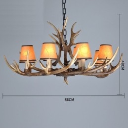 8 Light Rustic Artistic Retro Antler Antique Πολυέλαιος με Αποχρώσεις