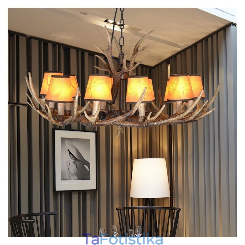 Retro Antler Antique Πολυέλαιος με Αποχρώσεις
