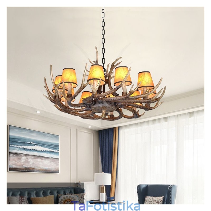 Retro Antler Antique Πολυέλαιος με Αποχρώσεις