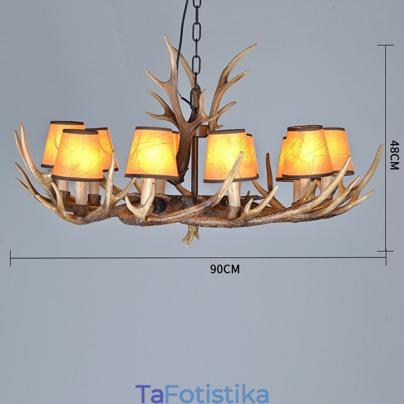 Retro Antler Antique Πολυέλαιος με Αποχρώσεις