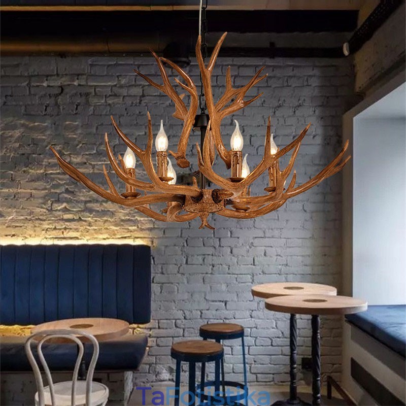6 Light Rustic Artistic Retro Antler Antique Πολυέλαιος