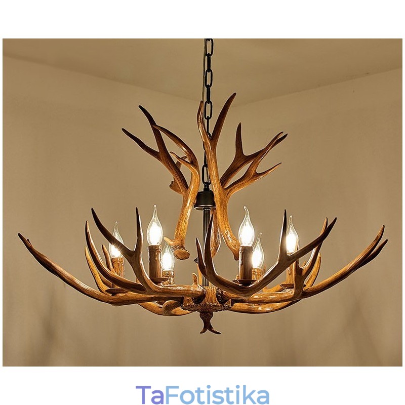 6 Light Rustic Artistic Retro Antler Antique Πολυέλαιος