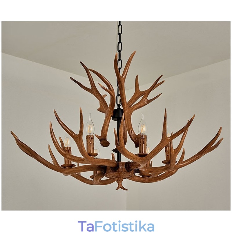 6 Light Rustic Artistic Retro Antler Antique Πολυέλαιος