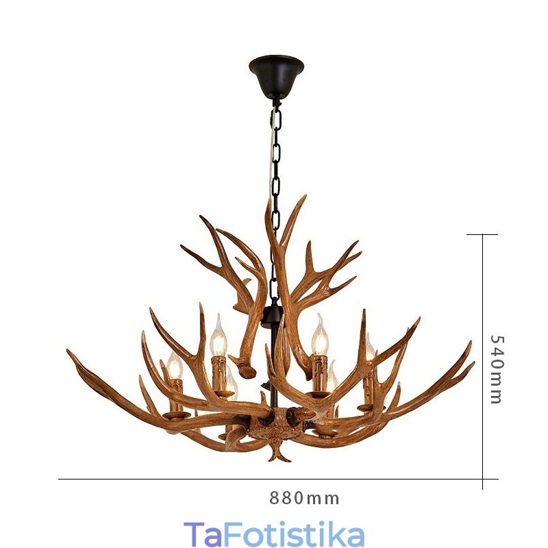 6 Light Rustic Artistic Retro Antler Antique Πολυέλαιος