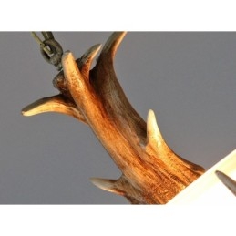 One Light Rustic Artistic Retro Antler Antique Φωτιστικό με Γυάλινη Απόχρωση