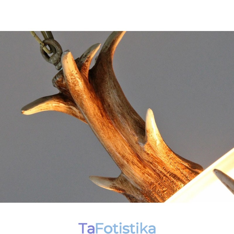 One Light Rustic Artistic Retro Antler Antique Φωτιστικό με Γυάλινη Απόχρωση