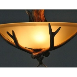 One Light Rustic Artistic Retro Antler Antique Φωτιστικό με Γυάλινη Απόχρωση