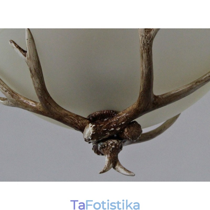 One Light Rustic Artistic Retro Antler Antique Φωτιστικό με Γυάλινη Απόχρωση