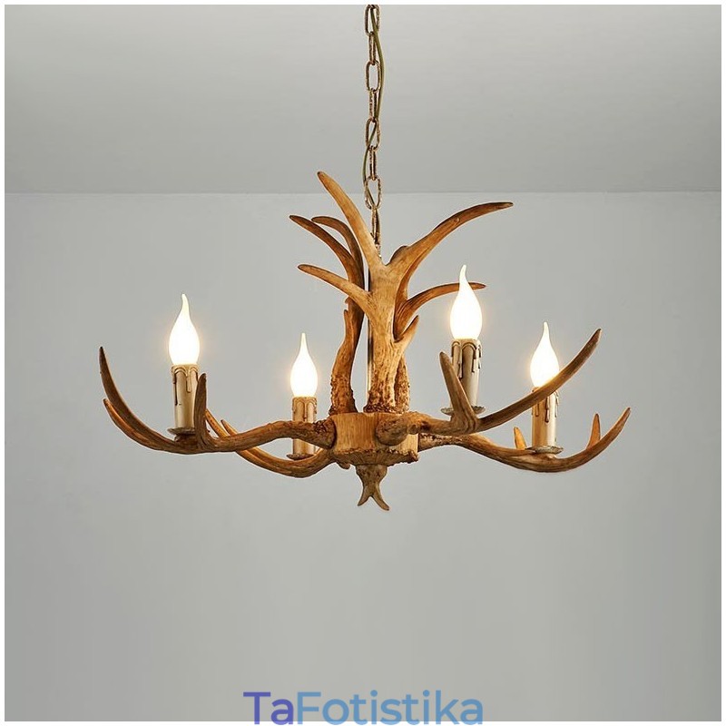 4 Light Rustic Artistic Retro Antler Antique Πολυέλαιος