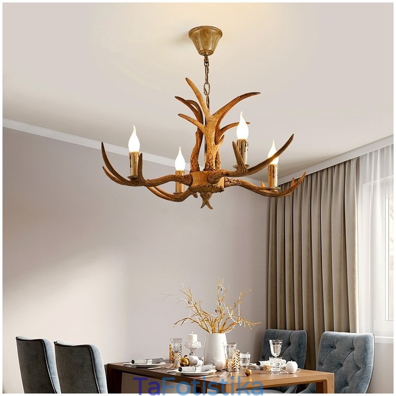 4 Light Rustic Artistic Retro Antler Antique Πολυέλαιος