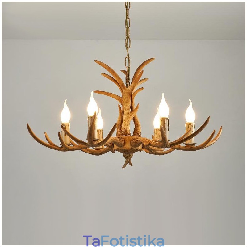 6 Light Rustic Artistic Retro Antler Antique Πολυέλαιος