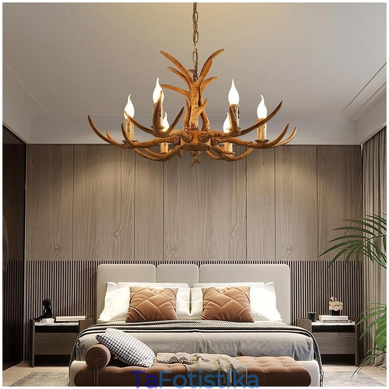 6 Light Rustic Artistic Retro Antler Antique Πολυέλαιος
